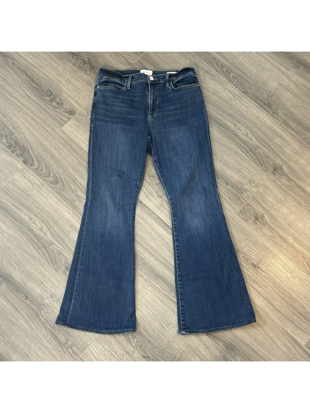 FRAME Le High Flare Jeans Womens 33 Century Blue High Rise Stretch Denim